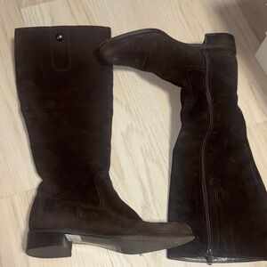 Butter Dark Brown Knee-High Suede Boots